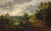 Lucas van Uden Landscape with Hunters oil